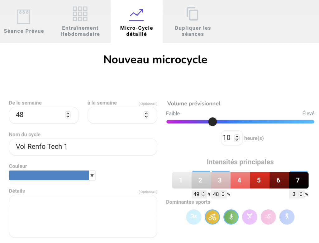 Microcycle détaillé